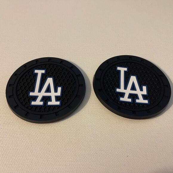 MLB Los Angeles Dodgers car cup Coasters in black Set of 2 NWT - Picture 4 of 6